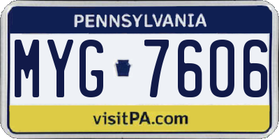PA license plate MYG7606