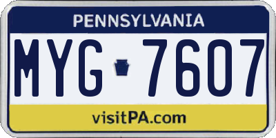PA license plate MYG7607