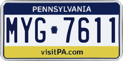 PA license plate MYG7611