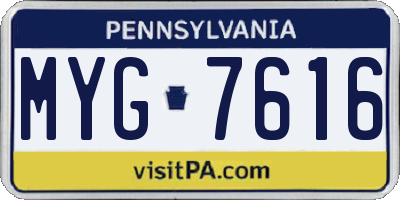 PA license plate MYG7616