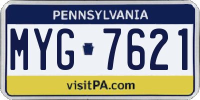 PA license plate MYG7621