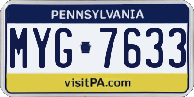 PA license plate MYG7633