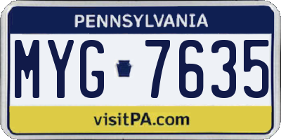 PA license plate MYG7635