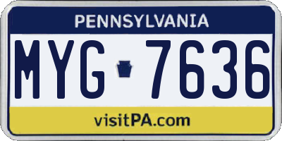 PA license plate MYG7636