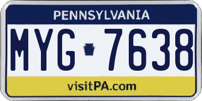 PA license plate MYG7638