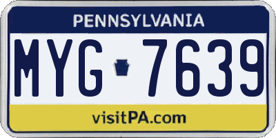 PA license plate MYG7639