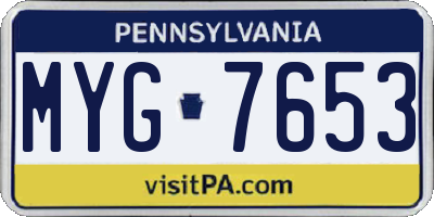 PA license plate MYG7653