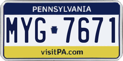 PA license plate MYG7671