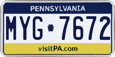 PA license plate MYG7672