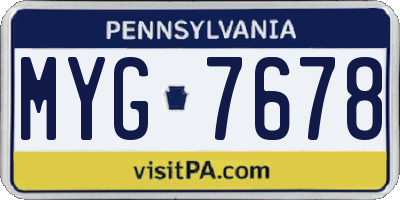 PA license plate MYG7678