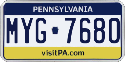 PA license plate MYG7680