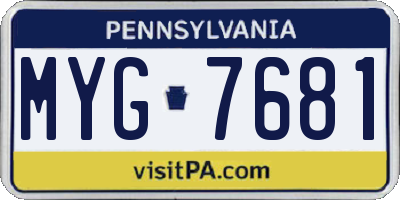 PA license plate MYG7681
