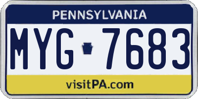 PA license plate MYG7683