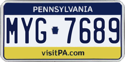 PA license plate MYG7689