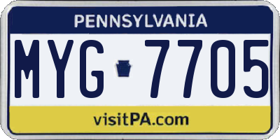 PA license plate MYG7705