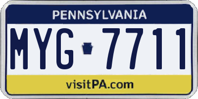 PA license plate MYG7711