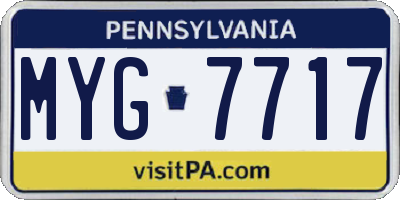 PA license plate MYG7717