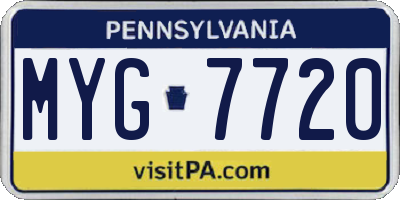PA license plate MYG7720