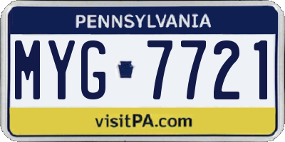 PA license plate MYG7721