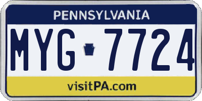 PA license plate MYG7724