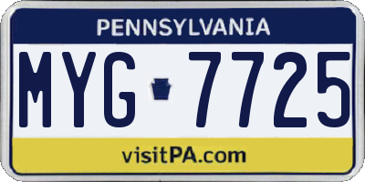 PA license plate MYG7725