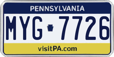 PA license plate MYG7726