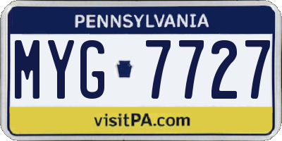 PA license plate MYG7727