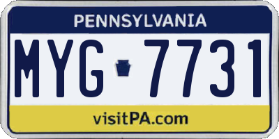 PA license plate MYG7731