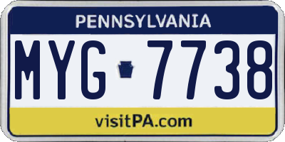PA license plate MYG7738