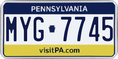 PA license plate MYG7745