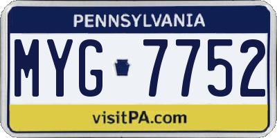PA license plate MYG7752