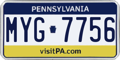 PA license plate MYG7756
