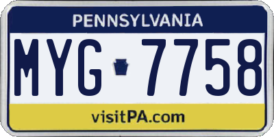 PA license plate MYG7758