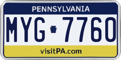 PA license plate MYG7760