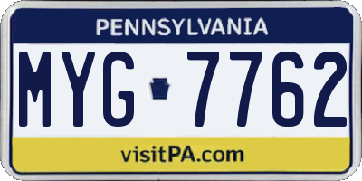 PA license plate MYG7762
