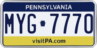 PA license plate MYG7770