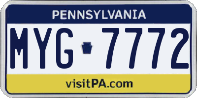PA license plate MYG7772