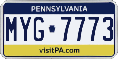 PA license plate MYG7773