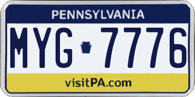 PA license plate MYG7776
