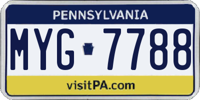 PA license plate MYG7788