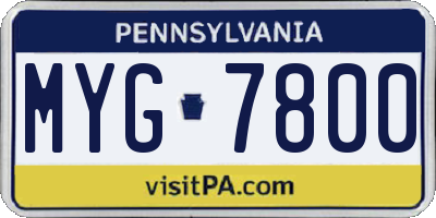 PA license plate MYG7800
