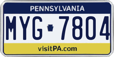 PA license plate MYG7804