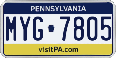 PA license plate MYG7805