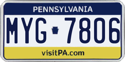 PA license plate MYG7806