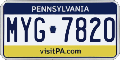 PA license plate MYG7820