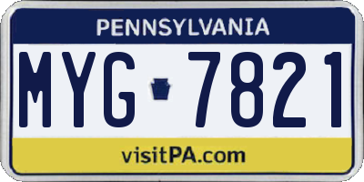 PA license plate MYG7821