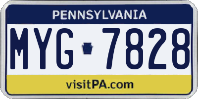 PA license plate MYG7828