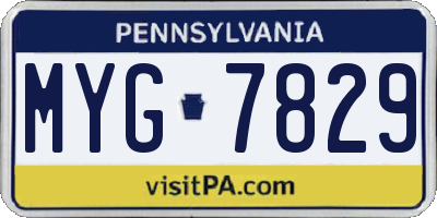 PA license plate MYG7829