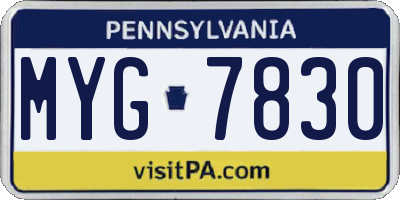 PA license plate MYG7830