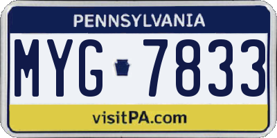 PA license plate MYG7833